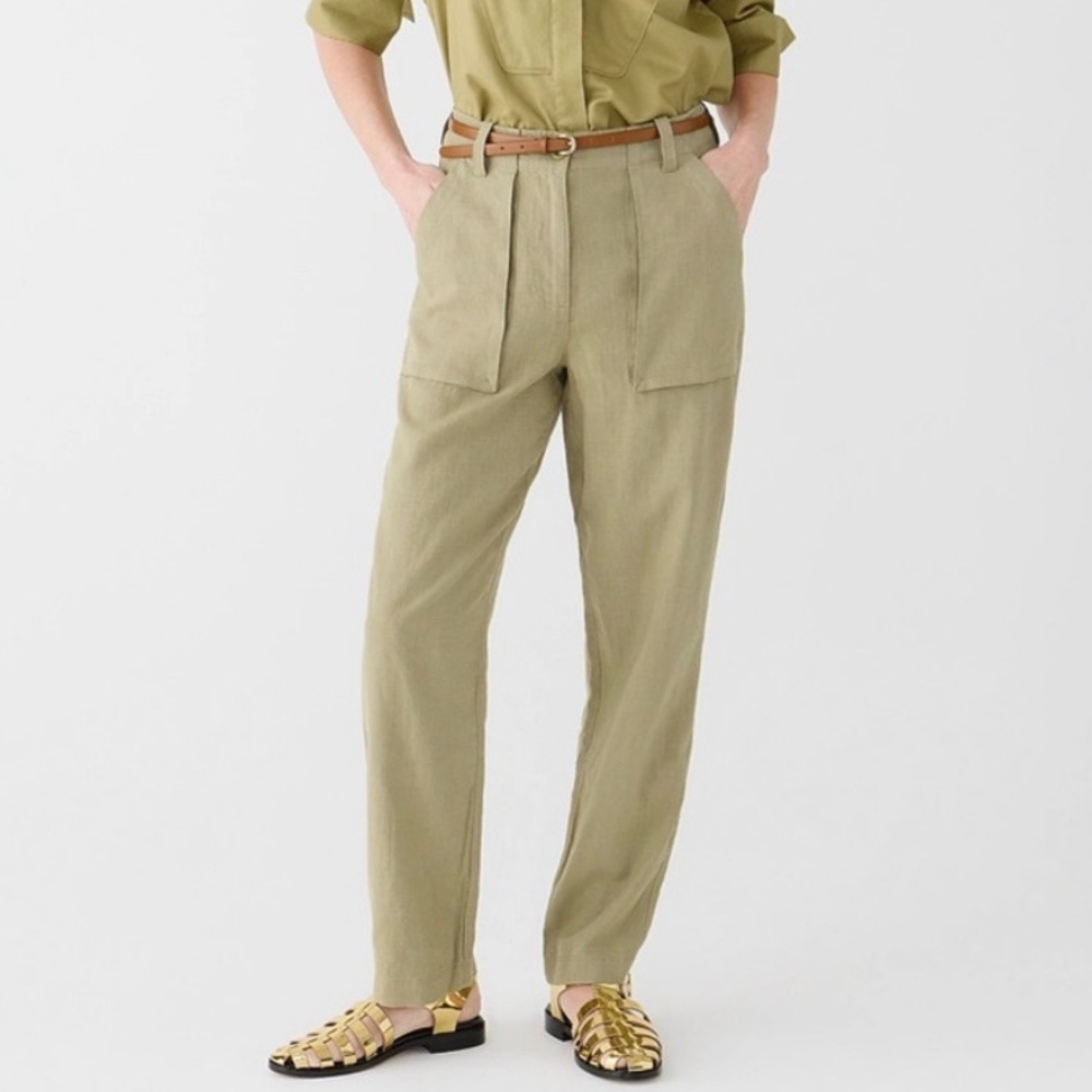 Jcrew Seaside Cargo Pant In Linen Tencel Lyocell Blend Size 00 and 2 Available - Picture 11 of 12